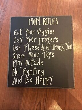 Kirkland's moms rules Decorative Frame - Black with White Accent